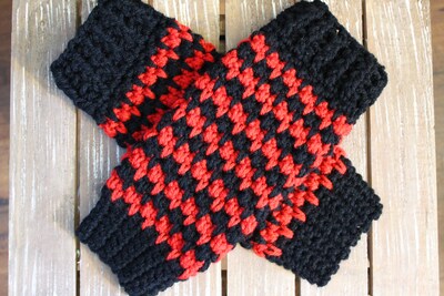 Kids Leg Warmers, Red and Black - image1